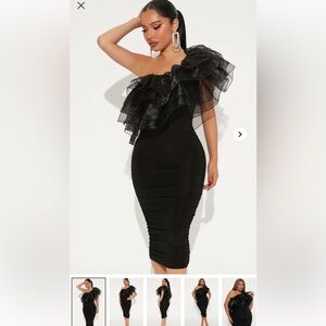 Fashion Nova Black One Shoulder Dress